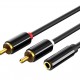 CABLETIME καλώδιο ήχου 3.5mm σε 2x RCA CT-H12G, 20cm, μαύρο