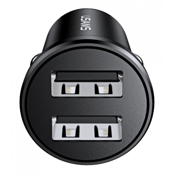 USAMS φορτιστής αυτοκινήτου C20, 2x USB, 2.4A, μαύρος - Αξεσουάρ Κινητών
