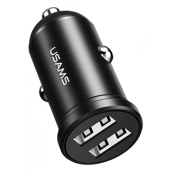 USAMS φορτιστής αυτοκινήτου C20, 2x USB, 2.4A, μαύρος - Αξεσουάρ Κινητών