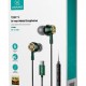 USAMS earphones με μικρόφωνο US-SJ482, USB-C, Φ10mm, 1.2m, πράσινα