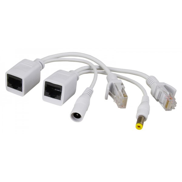 PULSAR σετ μετατροπείς PoE τύπου RJ45 και 2.1/5.5 P-POE1, λευκό - Παρελκόμενα