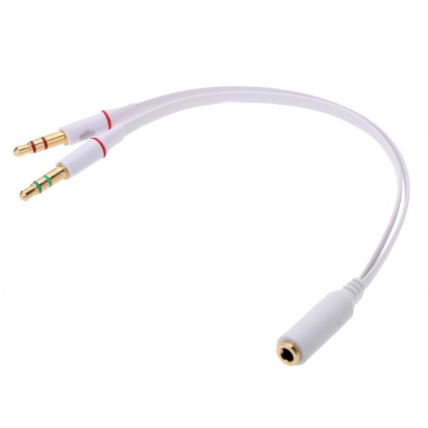 POWERTECH καλώδιο 2x 3.5mm σε 3.5mm θηλυκό CAB-J048, 0.2m, λευκό - Powertech