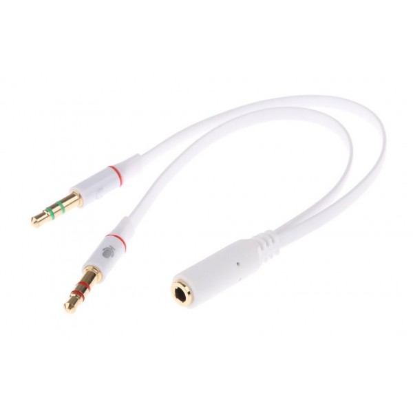 POWERTECH καλώδιο 2x 3.5mm σε 3.5mm θηλυκό CAB-J048, 0.2m, λευκό - Powertech