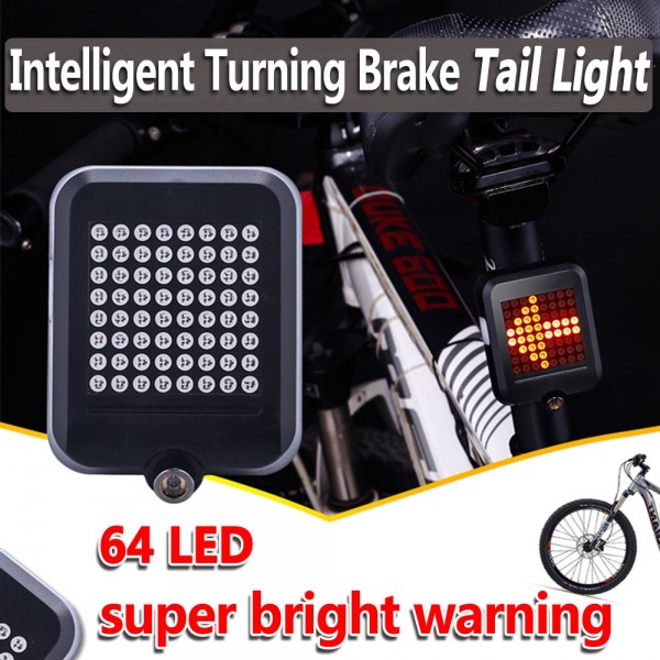 Έξυπνος οπίσθιος φωτισμός ποδηλάτου BIKE-0034, LED, μπαταρία, USB, μαύρο - Αξεσουάρ Ποδηλάτου