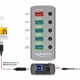 DELOCK USB hub 63262 με διακόπτες, 5x θυρών, 5Gbps, 2.4A, γκρι