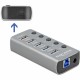 DELOCK USB hub 63263 με διακόπτες, 6x θυρών, 5Gbps, 12V/2.25A PD, γκρι