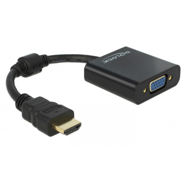 DELOCK αντάπτορας HDMI σε VGA 65512, 1080p, μαύρος - DeLock