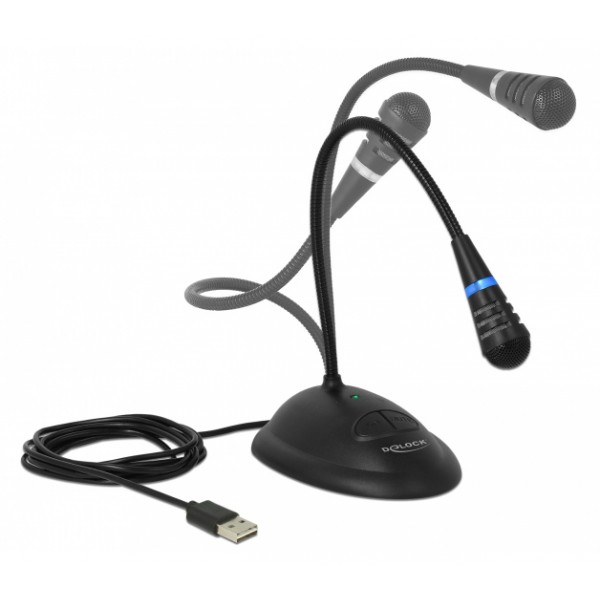 DELOCK μικρόφωνο με βάση και mute button 65871, USB, 1.7m, μαύρο - Μικρόφωνα