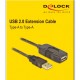 DELOCK καλώδιο USB 2.0 αρσενικό σε θηλυκό 82308, active, 5m, μαύρο