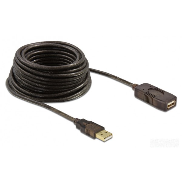 DELOCK καλώδιο USB 2.0 αρσενικό σε θηλυκό 82308, active, 5m, μαύρο - DeLock