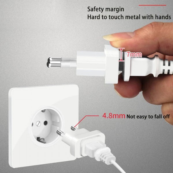 POWERTECH αντάπτορας πρίζας US σε EU PT-927, με ασφάλεια, 4.8mm, λευκός - Powertech