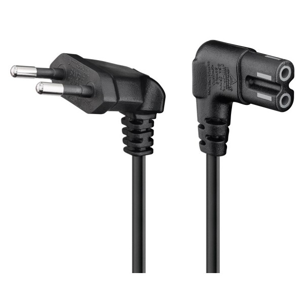 GOOBAY καλώδιο τροφοδοσίας Euro 56588, γωνιακό, 2x0.75 mm², 0.5m, μαύρο - GOOBAY