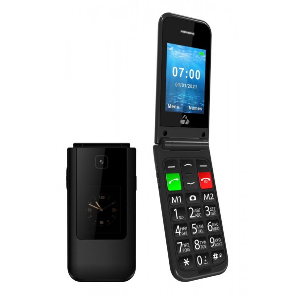 POWERTECH Κινητό Τηλέφωνο Sentry Dual II, 2 οθόνες, SOS Call, μαύρο - Κινητά Τηλέφωνα
