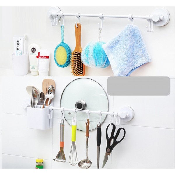 ECOCO κρεμάστρα τοίχου για κουζίνα-μπάνιο E1504, 8 x 5 x 53.5cm, λευκή - ECOCO