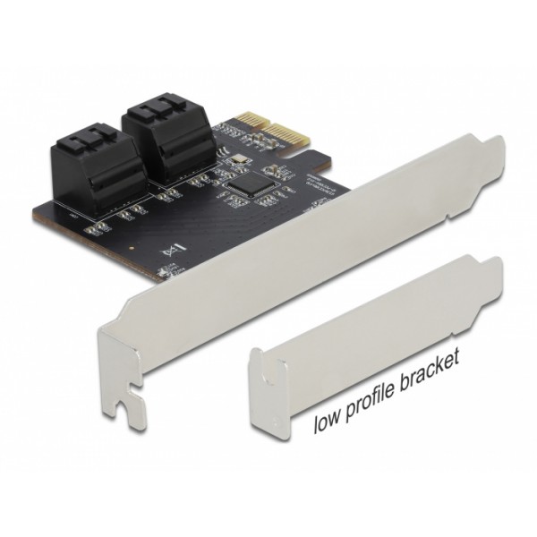 DELOCK κάρτα επέκτασης PCIe σε 4x SATA 90010, 6Gb/s, Low Profile - Νέα & Ref PC