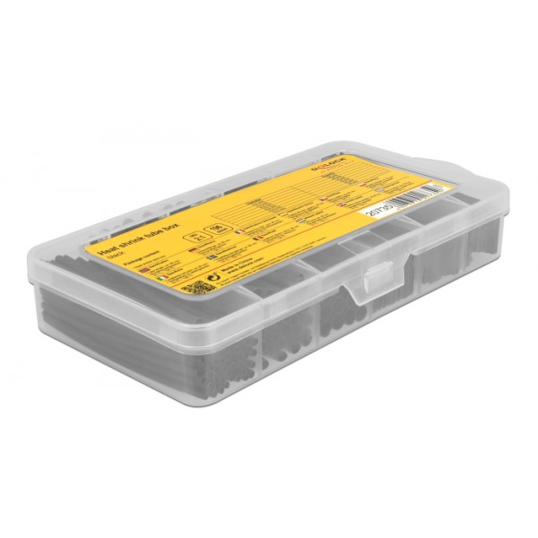 DELOCK σετ θερμοσυστελλόμενων μονωτικών 20735, 2:1, μαύρα, 196τμχ - DeLock