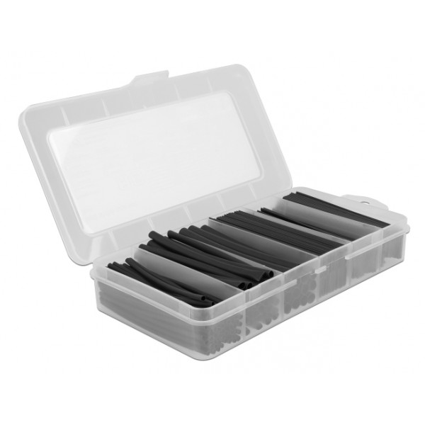 DELOCK σετ θερμοσυστελλόμενων μονωτικών 20735, 2:1, μαύρα, 196τμχ - DeLock