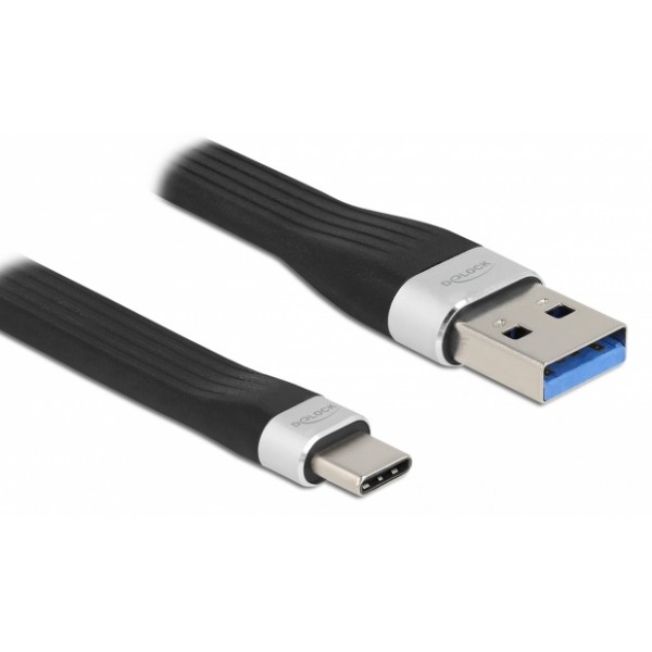 DELOCK καλώδιο USB 3.2 σε USB-C 85771, 3A, 5Gbps, FPC, 13.5cm, μαύρο - DeLock