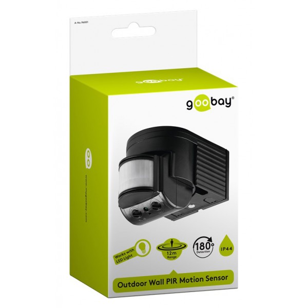 GOOBAY ανιχνευτής κίνησης PIR 96001, IP44, 180°, 12m - Ανιχνευτές
