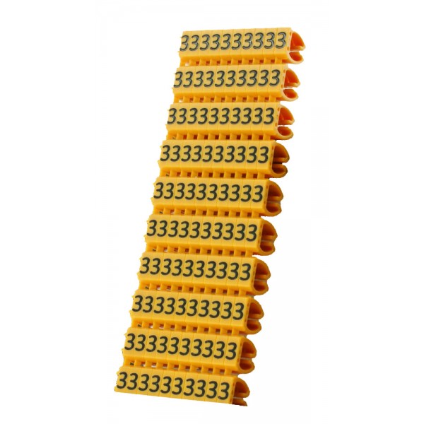 POWERTECH Clip αρίθμησης καλωδίου Νο 3, Orange, 10τεμ. - Powertech