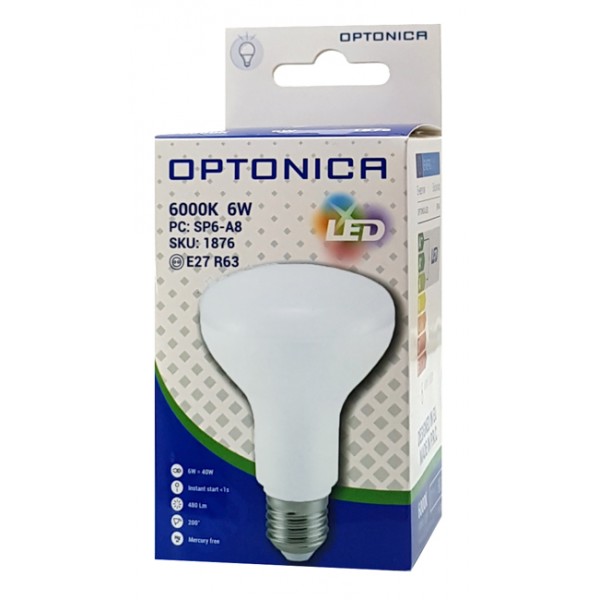 OPTONICA LED λάμπα R63 1876, 6W, 6000K, E27, 480lm - OPTONICA