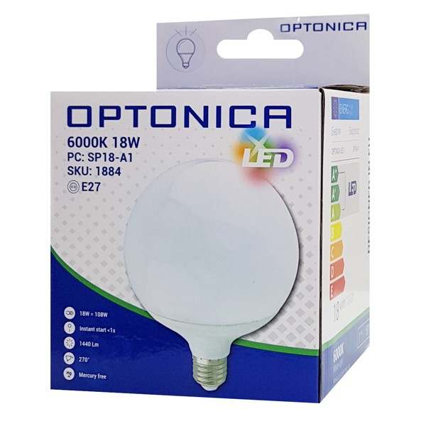 OPTONICA LED λάμπα G120 1884, 18W, 6000K, E27, 1440lm - OPTONICA