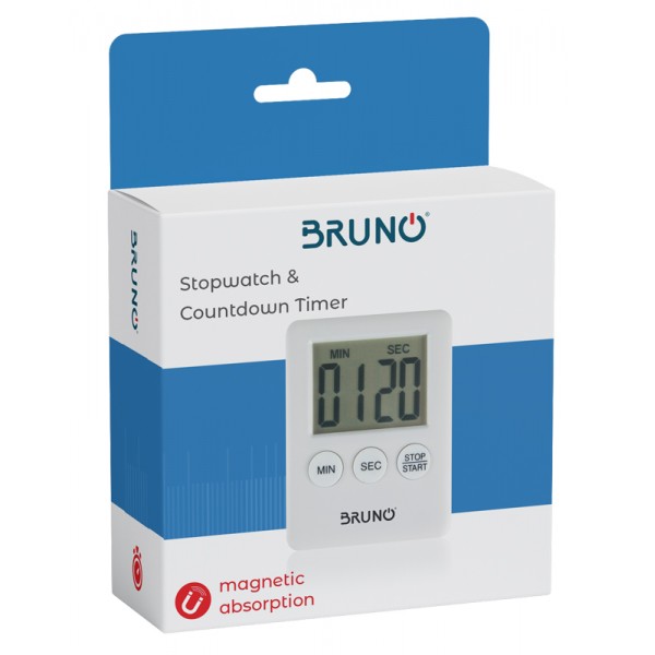 BRUNO χρονόμετρο & αντίστροφη μέτρηση BRN-0063, LCD, με μαγνήτη, λευκό - Οικιακές Συσκευές