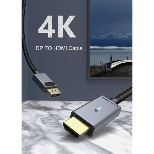 CABLETIME καλώδιο DisplayPort σε HDMI CT-P02G4K, 4K, 1.8m, μαύρο - Εικόνα