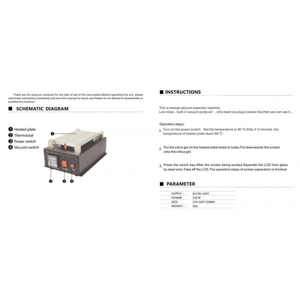 BEST Vacuum Seperator B-988, Temp control, 19 x 11 - BEST