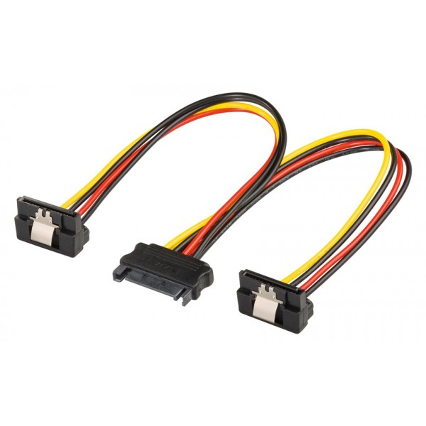 POWERTECH καλώδιο SATA 15pin male σε 2x 15pin female 90° CAB-W040 - Εσωτερικά PC
