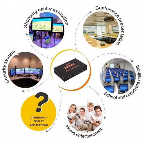 POWERTECH HDMI splitter PTH-048, 4 σε 1, 4K/60Hz, μαύρο