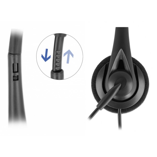 DELOCK headphones με μικρόφωνο 27177, mono, USB, volume control, μαύρα - Σύγκριση Προϊόντων