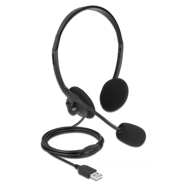 DELOCK headphones με μικρόφωνο 27178, stereo, USB, volume control, μαύρα - Σύγκριση Προϊόντων
