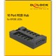 DELOCK RGB hub 64128 για ARGB LEDs, 10 θύρες, μαύρο