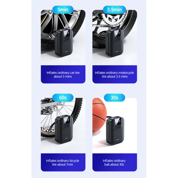 USAMS mini συμπιεστής αέρος αυτοκινήτου US-ZB215, μαύρος - Αξεσουάρ Αυτοκινήτου