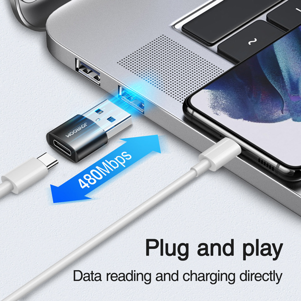 JOYROOM αντάπτορας USB σε USB USB-C S-H152, 480Mbps, μαύρος, 2τμχ - JOYROOM