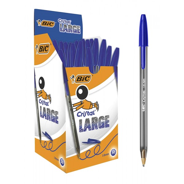 BIC στυλό διαρκείας Cristal Lagre με μύτη 1.6mm, μπλε, 50τμχ - BIC