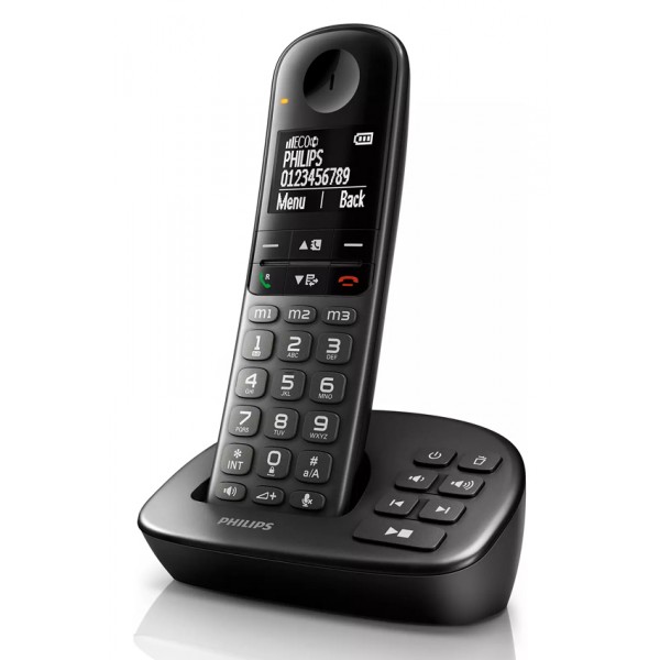 PHILIPS ασύρματο τηλέφωνο XL4951DS/34 ελληνικό μενού, τηλεφωνητής, μαύρο - Ασύρματες Συσκευές