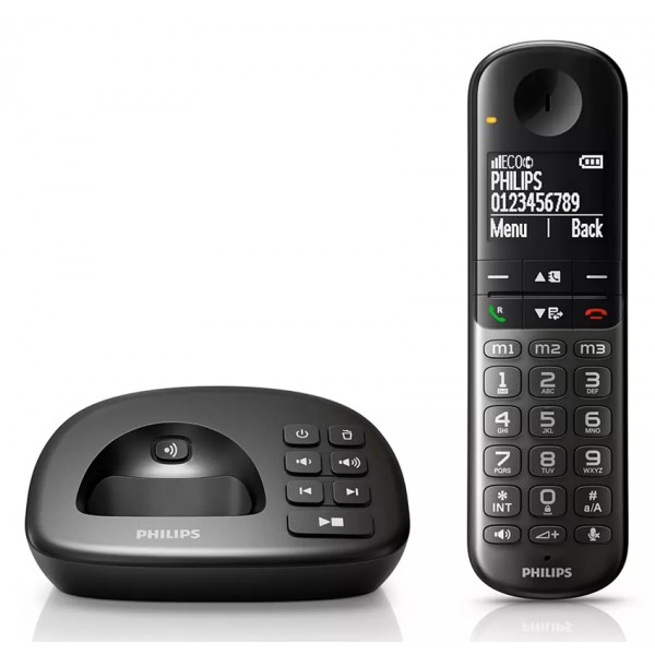 PHILIPS ασύρματο τηλέφωνο XL4951DS/34 ελληνικό μενού, τηλεφωνητής, μαύρο - Ασύρματες Συσκευές