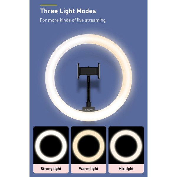BASEUS φωτιστικό δαχτυλίδι LED CRZB12-B01, 12", χωρίς τρίποδα, μαύρο - Εξοπλισμός Φωτογράφισης