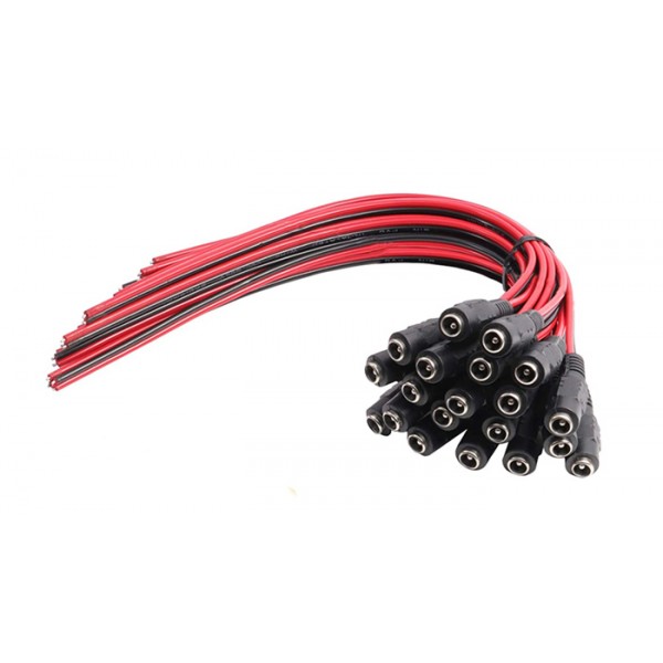 FOLKSAFE καλώδιο FS-DCPIGTAIL-F με θηλυκό βύσμα 5.5x2.1mm, 10τμχ - FOLKSAFE