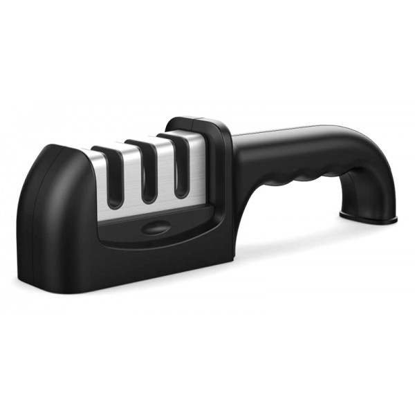 Ακονιστήρι μαχαιριών H1902, 3 επιπέδων, μαύρο - UNBRANDED