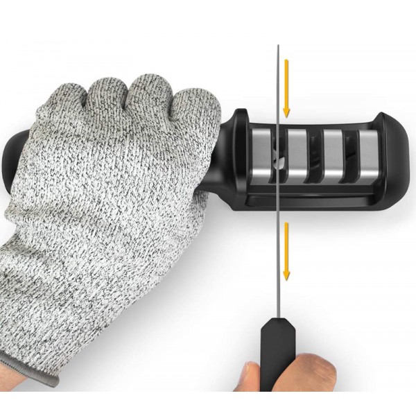 Ακονιστήρι μαχαιριών H1902, 3 επιπέδων, μαύρο - UNBRANDED