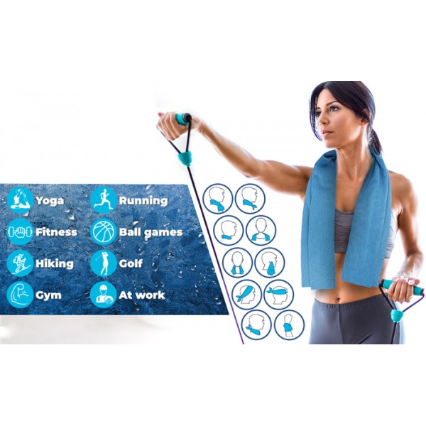 Μαντήλι λαιμού με τσαντάκι μεταφοράς 48836, 75 x 9cm, μπλε με dots - UNBRANDED