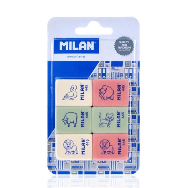 MILAN σετ γόμα 445 BMM10049MP, 31 x 24 x 10mm, 6τμχ - Αναλώσιμα - Είδη Γραφείου