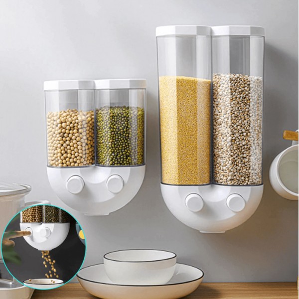 Διανεμητής δημητριακών HUH-0049, με επιτοίχια βάση, 1300ml, λευκός - UNBRANDED