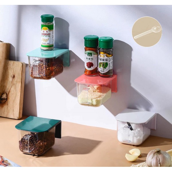 Δοχείο αποθήκευσης μπαχαρικών HUH-0053, με κουταλάκι, 420ml, γαλάζιο - UNBRANDED