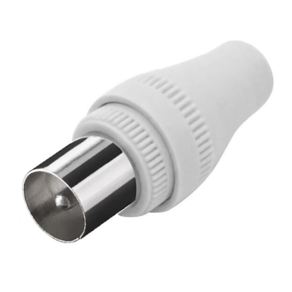 POWERTECH βύσμα PAL 9.5mm αρσενικό CAB-V011 για TV, λευκό, 5τμχ - RF (Κεραίας)