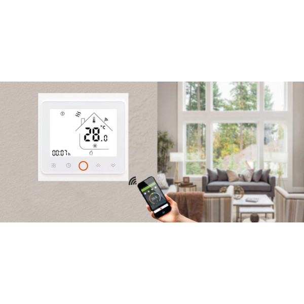 Smart θερμοστάτης πετρελαίου BHT-002-GBLWDB, dual band WiFi, χωνευτός, λευκός - UNBRANDED