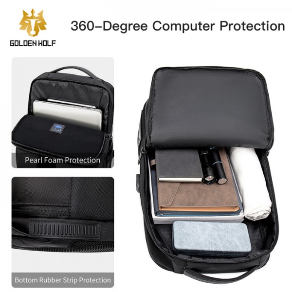 GOLDEN WOLF τσάντα πλάτης GB00399, με θήκη laptop 15.6", 20L, μαύρη - Σπίτι & Gadgets